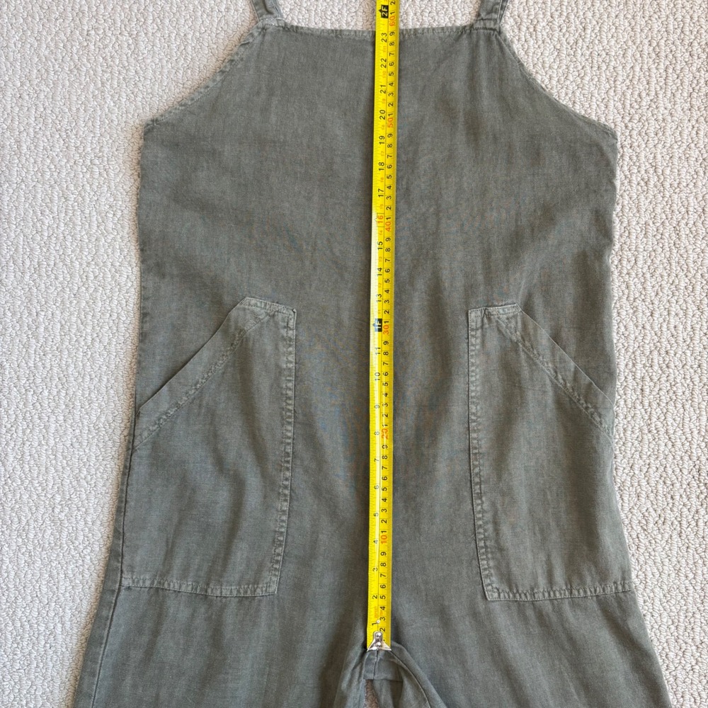 Universal Thread Linen Blend Wide Leg Cropped Jumpsuit XS Olive Green Utility - Picture 9 of 16